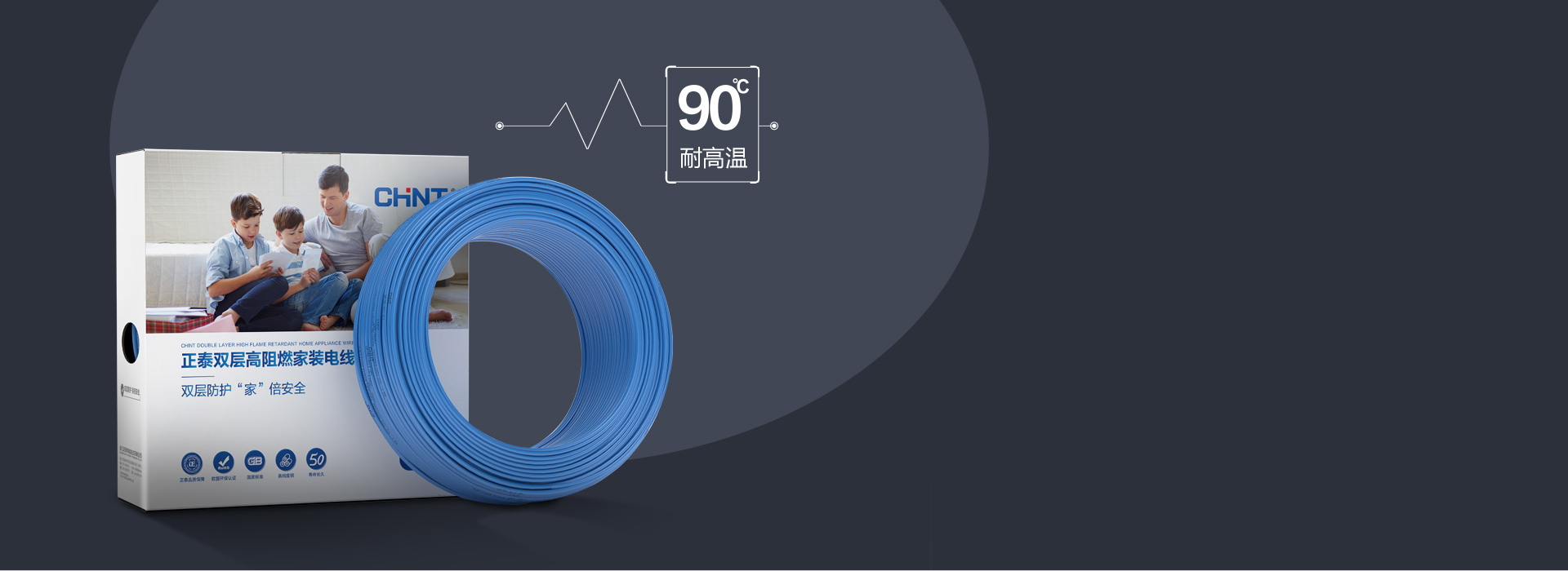 耐溫90℃，防護升級 正泰雙層阻燃電線...