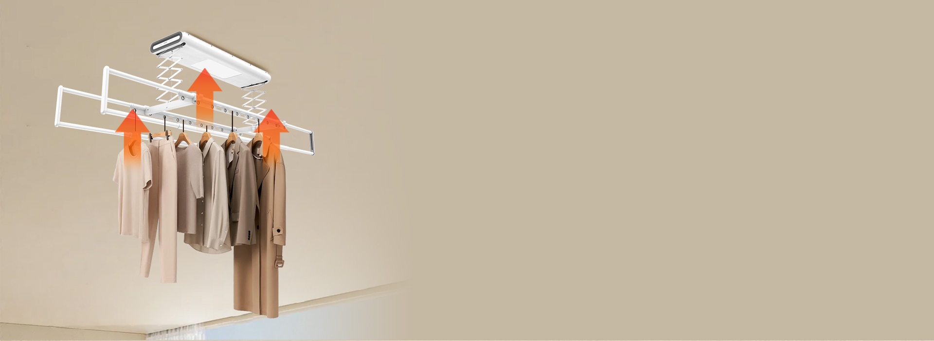 輕抬自上升，晾衣更輕松 晾完衣物后，用...