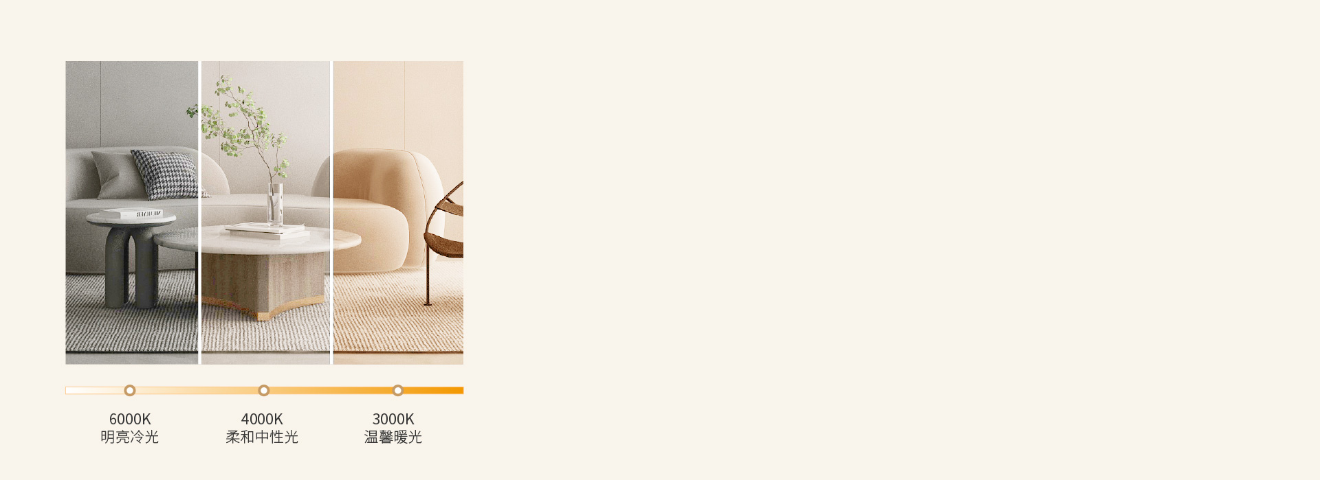 個性化照明氛圍 三色變光，可根據需要隨...