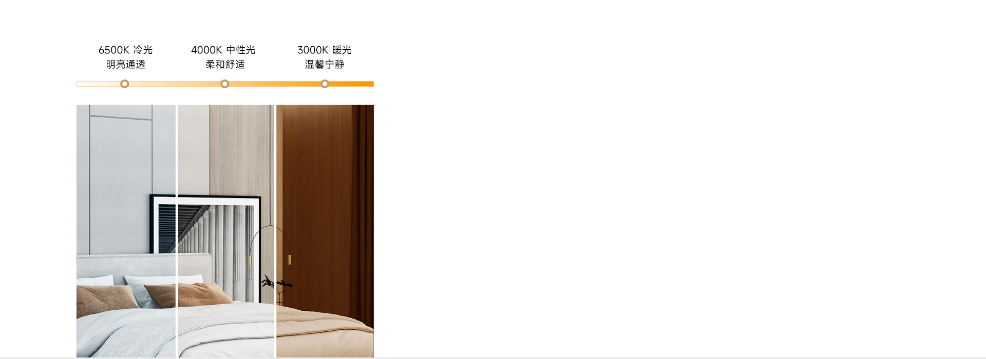 營造多種照明氛圍 三色變光，可根據需要...
